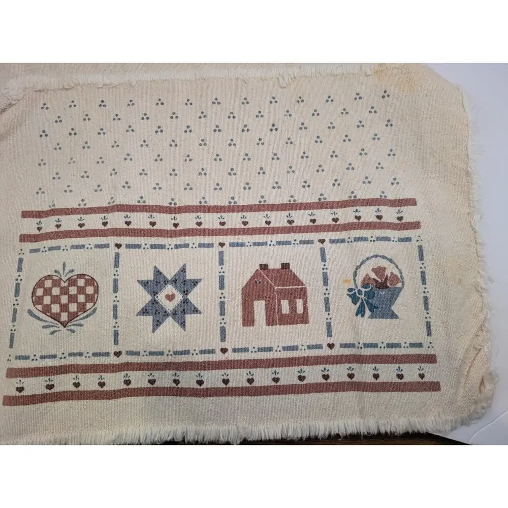 Vintage Set Of 6 Placemats With Houses READ